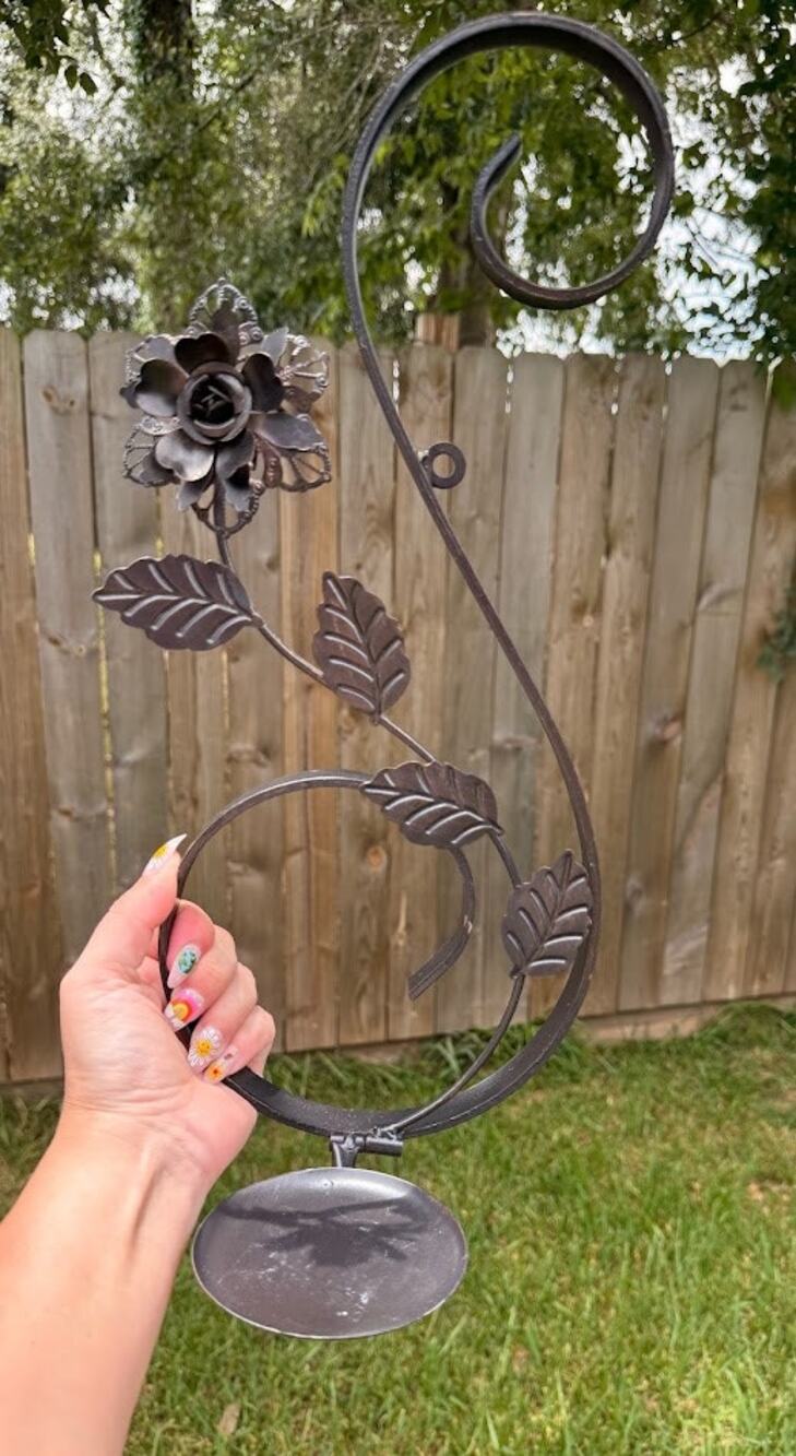 Black Wrought Iron Rose Wall Sconce Candle Holder